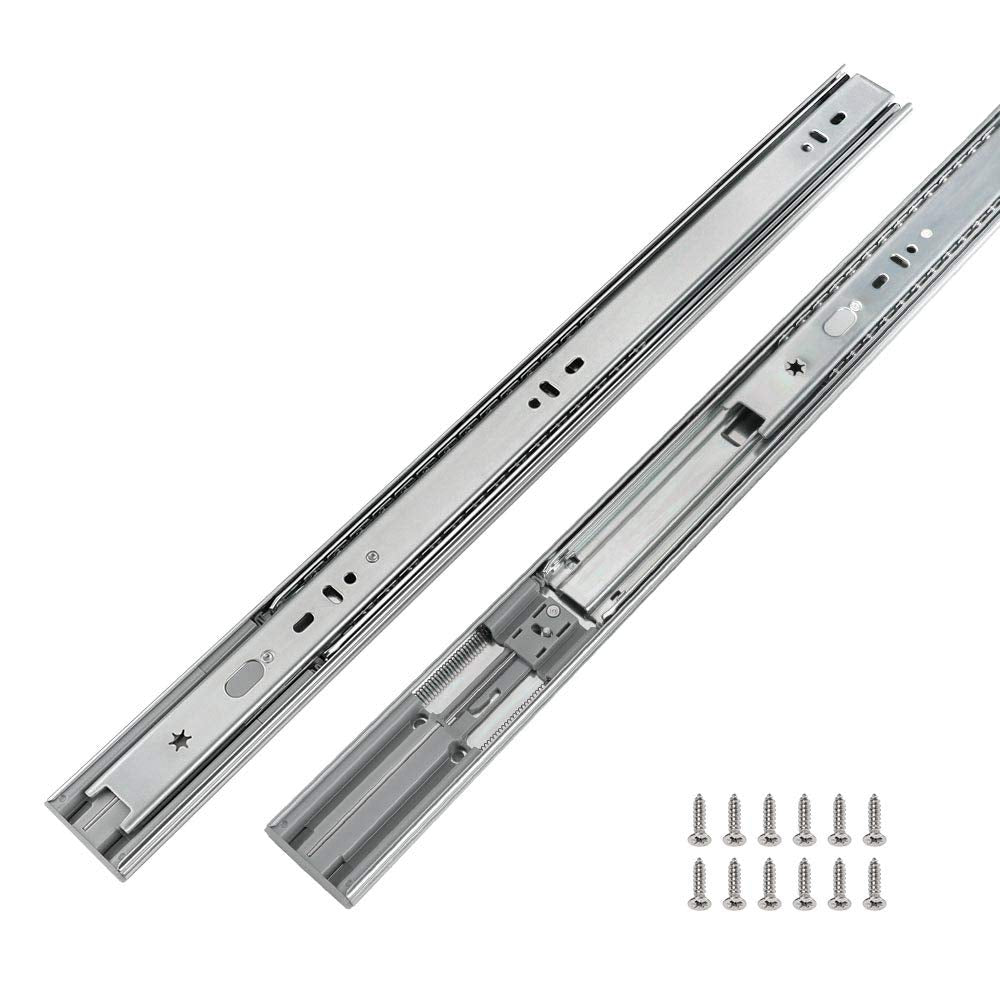 1 Pair Full Extension Drawer Slides 18 inch Heavy Duty Drawer Slides - LONTAN 4502S3-18 Soft close Ball Bearing Side Mount Drawe
