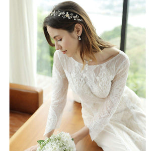 Bridal Hair Vines Crystal Pearls Flower Wedding Hair Accessories Evening Party Tiara Headpiece For Bridesmaid and Flower Girls