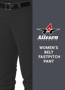 Alleson Athletic Fastpitch Softball Pants For Women. Low Rise Double Knit Black Softball Pants With Belt Loop (Style 605Pbw) Lar