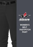 Alleson Athletic Fastpitch Softball Pants For Women. Low Rise Double Knit Black Softball Pants With Belt Loop (Style 605Pbw) Lar