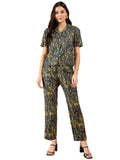 Modeve Women Shirt Pant Navy Abstract Print Co-Ord Set_Large