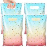 Pasimy 100 Pcs Pastel Candy Bags Bulk Pink Blue Rainbow Treat Plastic Star Dot Cellophane Goodie Tie Dye Wrapping Bag for Girls 