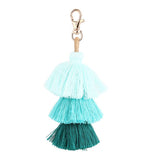 Zoonai Women Colorful Tassels Charm Keychain Car Keyring Holder Bag Wallet Purse, Pale Green, One Size