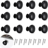 THSIREE 12PCS Cabinet Knobs, Black Cabinet Pulls Cabinet Knobs Inway, Round Drawer Knobs Cabinet Hardware with 2 Size Screws, fo