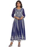 Anni Designer Women'S Georgette Chikankari Embroidered Anarkali Kurti (Kari-Blue-Nts_L_Blue_Large),Blue,L
