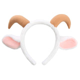 Cheu Goat Headband With Ram Horns And Sheep Ears For Christmas Costume (White)