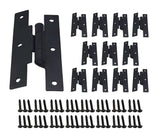 QCAA Black Steel Hinge 3/8'' Offset for Cabinet Door, Matte Black, 12 Pack, Made in Taiwan
