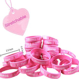 Uddiee 50 Pack Breast Cancer Awareness Pink Ribbon Bracelets Hope Faith Strength Courage Inspiring Wristbands