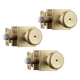 NCSEN 3 Pack Brushed Gold Door Knob with Heavy Duty Square Rosette, Bathroom Door Knob with Turn Lock, Pismo Door Knob with Lock