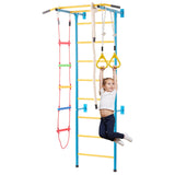 VEVOR Indoor Jungle Gym for Toddlers, 5-in-1 Climbing Playset with Carbon Steel Swedish Ladder, Wall Ladder, Pull-Up Bar, Rope L