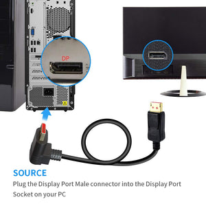 ALYYDBG 8K@60Hz 90 Degree Right Angle DP 1.4 Cable, Male to Male Right Angled Displayport 1.4 Cable Cord 8K@60Hz, 4K@144Hz, 2K@1