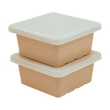 ECR4Kids Square Bin with Lid, Storage Containers, Sand, 2-Pack