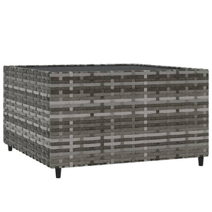 Vidaxl Gray Square Patio Coffee Table- Weather Resistant Outdoor Furniture With Tempered Glass Top And Pe Rattan Material,Categories