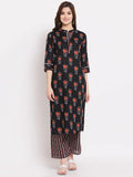 Anni Designer Women'S Cotton Straight Kurta With Pant (Kpt-Cot-10032-Black_Xl_Black_X-Large),Black,XL,Cotton Blend,Straight,Pants