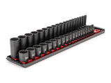TEKTON 3/8 Inch Drive 12Point Impact Socket Set with Rails, 38Piece (624 mm) | SID91215
