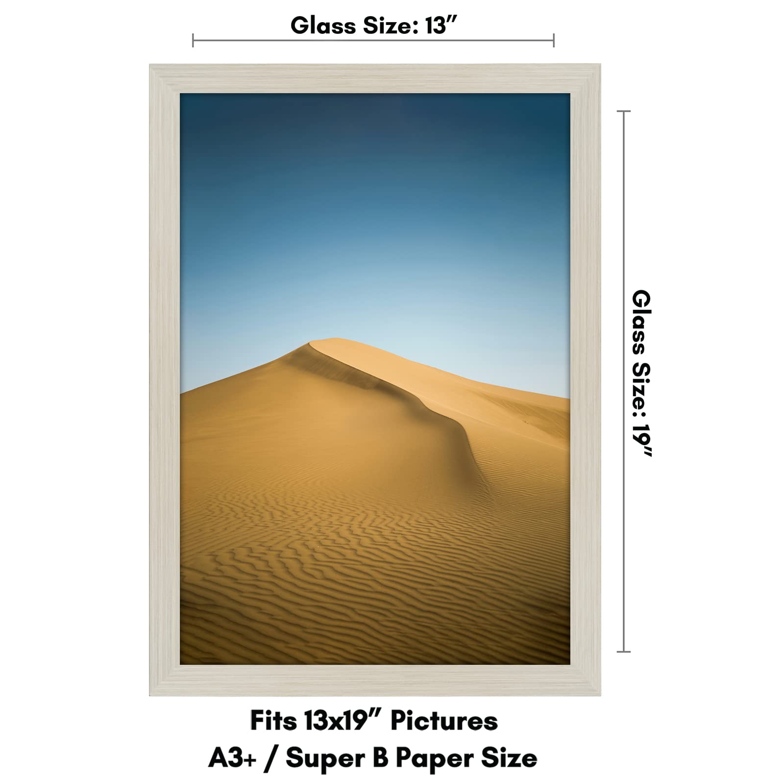 Americanflat 13x19 Picture Frame in Light Wood - Composite Wood with Shatter Resistant Glass - Horizontal and Vertical Formats f