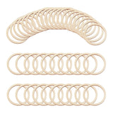 NBEADS 100 Pcs 60mm Unfinished Wood Pieces Rings Shape, Antique White Circle Ornaments Wood Linking Rings Blank Wooden Slices fo
