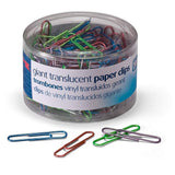 Officemate International Corp. 97212 Translucent Paper Clips,Vinyl,Giant,200/PK,BE/PE/GN/RD/SR