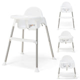 HONEY JOY Baby High Chair, 4 in 1 Convertible Highchair for Babies and Toddlers, Adjustable Legs, Double Removable Tray & Footre