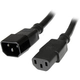 StarTech.com 6ft (1.8m) Heavy Duty Extension Cord, IEC 320 C14 to IEC 320 C13 Black Extension Cord, 15A 125V, 14AWG, Heavy Gauge