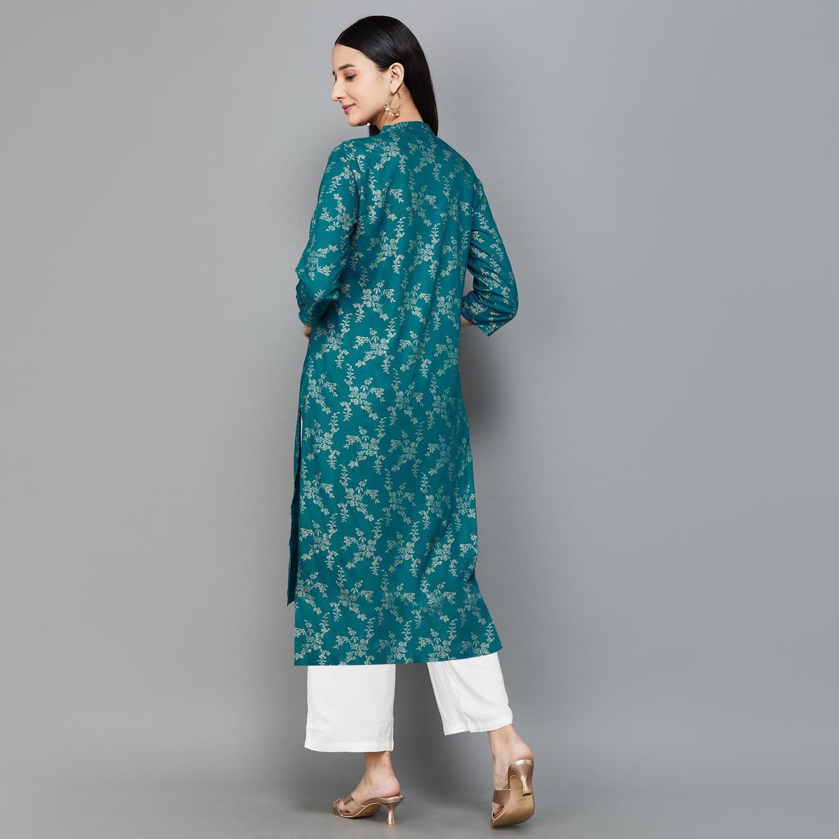 Gosriki Women'S Cotton Blend Straight Printed Kurta With Pant (Loribi Green-Gs_Xxl_Green_Xx-Large),Green,2,B0D83MC7GF