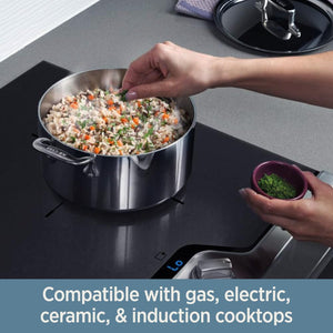 All-Clad D3 3-Ply Stainless Steel Fry Pan 8 Inch Induction Oven Broiler Safe 600F Pots And Pans, Cookware Silver