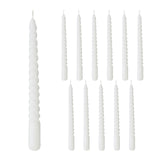 12 Piece Matte White Twist Taper Candles, 2 Boxed Sets of 6, 4 Hours Burn Time, Paraffin Wax, 7.75 Inches