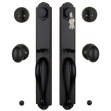 HISAFE Double Door Handle Set for Front Door, Oil Rubbed Bronze Keyed&Dummy Exterior Door Lockset with Deadbolt, Reversible for 