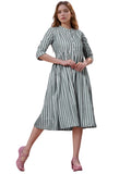 Vinchic Womens Pure Cotton Striped Anarkali Kurtis|Collar Kurti, Multicolor1, M