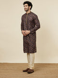 Manyavar Mens Black Cotton Kurta Churidar Set Black M