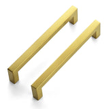 JOY DECOR 6 Pack Cabinet Handles, Gold Cabinet Pulls, 6-1/4 Inch Kitchen Closet Handles Square Drawer Pulls Stainless Steel Draw