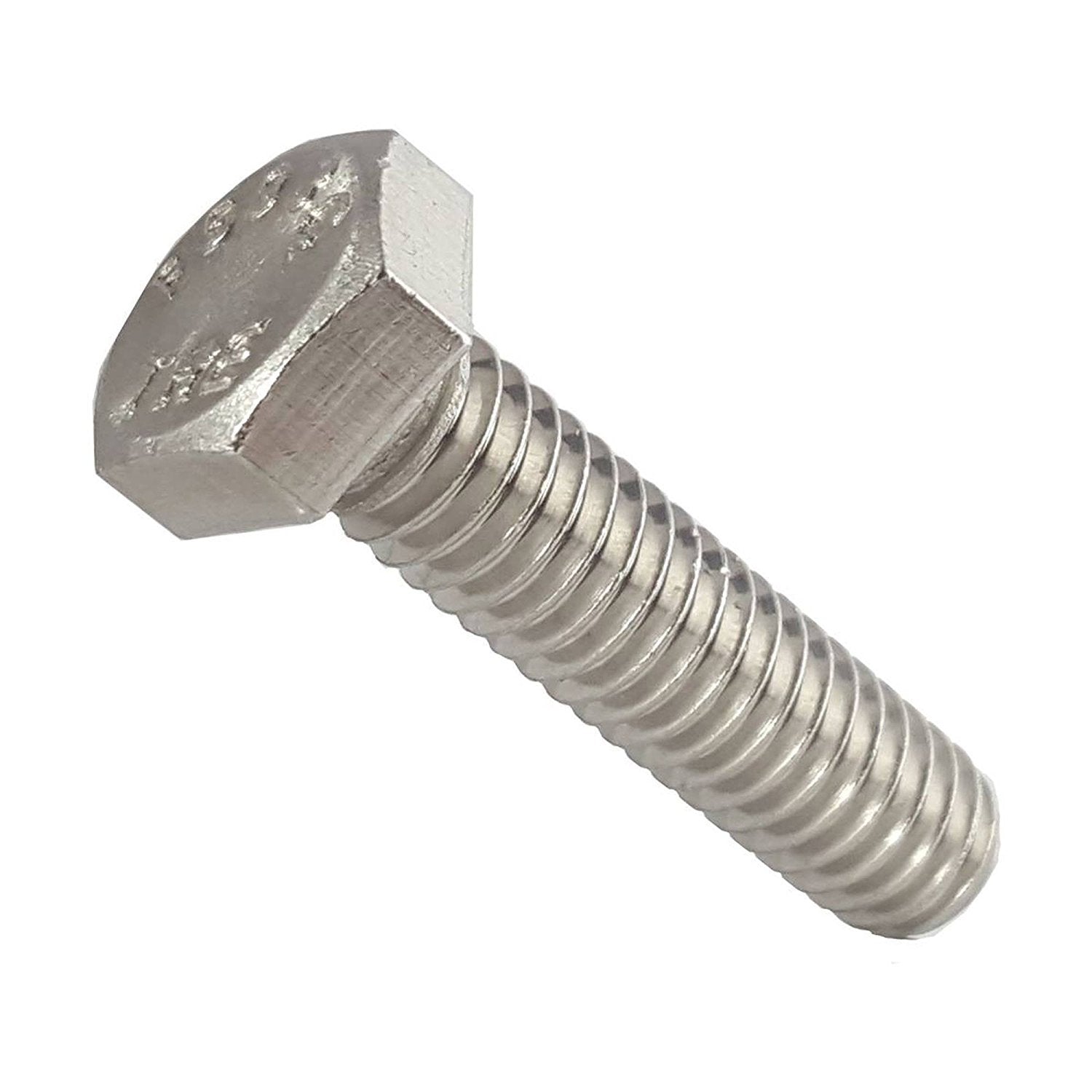 1/4-20 x 1-1/2 Hex Head Cap Screw Bolts, External Hex Drive, Stainless Steel 18-8, Full Thread, Bright Finish, Flat Point, Qua