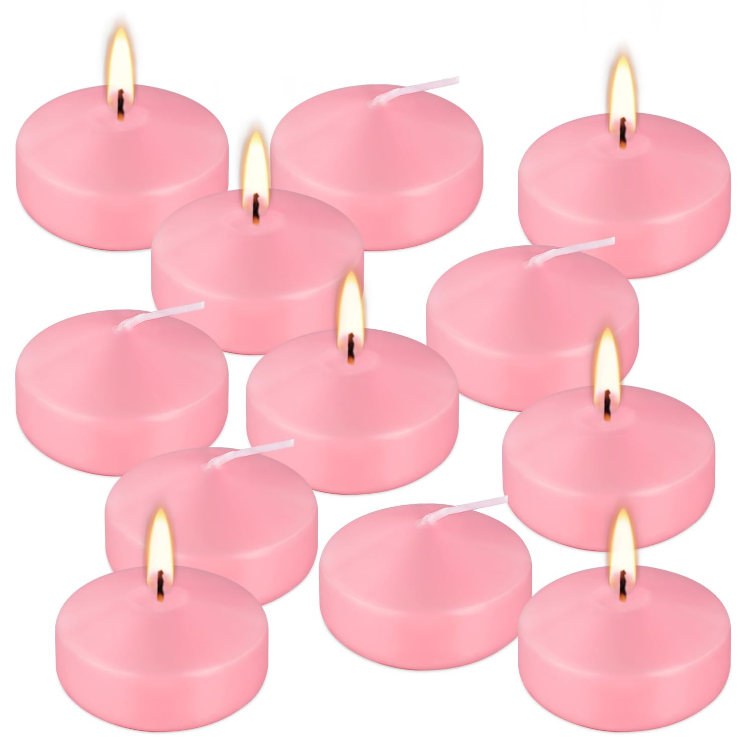 12-Pack 2-Inch Pink Floating Candles - Romantic Decor for Valentine's Day