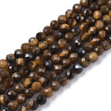 LiQunSweet 130 Pcs 3mm Natural Tiger Eye Beads Strands Faceted Round Small Loose Crystal Gemstone Bead Spacer for DIY Craft Proj
