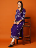 Gosriki Women'S Rayon Blend Chikankari Embroidered Straight Kurta (Elevan-Begani-Tnw-Gs_S_Violet_Small),Violet,,B0CC5P1HFC