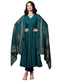 Gosriki Women'S Rayon Blend Solid Anarkali Kurta With Pant & Dupatta (Magic-Kerosin-Nb-Gs_4Xl_Dark Blue_Xxxx-Large),Dark Blue,4,B0CX19RX71