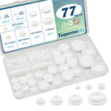 Tugermoola 77PCS 7 Sizes Silicone Plug Rubber Plugs for Holes Assorted Sizes 1/5 1/4 3/8 1/2 5/8 3/4 1 Hole Plug White
