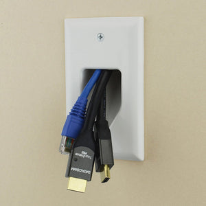 Data Comm Electronics 45-0001-Wh 1-Gang Recessed Low Voltage Cable Plate - White