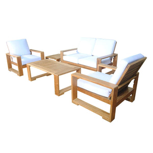 Anderson Teak Set-141 Capistrano 5-Piece Loveseat Collection Modern Deep Seating, Natural Teak Color, Unfinished