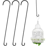 Leriton 3 Pack 36 Inch Extra Long S Hooks for Hanging Plants, Heavy Duty Metal Tree Branch Hangers for Bird Feeders Flower Baske