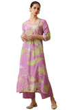Anni Designer Women'S Cotton Blend Straight Printed Kurta With Pant (Wanda Purple_Xl_Purple_X-Large),Purple,XL