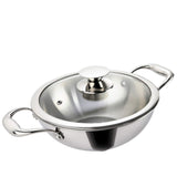 Alda Vitale Stainless Steel Cookware Triply Kadhai with Lid | Stainless Steel Deep Wok with lid 18cm (1.2L), Silver (Induction F
