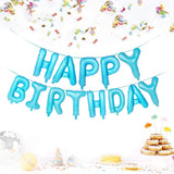 Hankley Blue 13 Letters Happy Birthday Foil Helium Balloon Banner Combo with String (Assorted) and Wall Adhesive Tape for Kids G