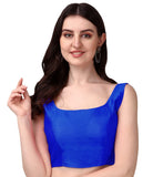Pujia Mills Women's Silk Sleeveless Readymade Blouse (Sando_Royal Blue_36 Alterable)
