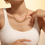 Gold Rhinestone Choker Necklace for Women 18K Gold Plated Titanium Steel Chain 40+5cm Adjustable Dainty Sparkle Jewelry for L