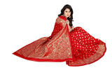 Sugathari Womens Art Silk Red Kanchipuram Saree (San Pari S-1 Red)