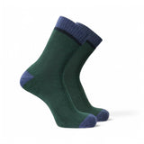 Sockscarving Feel The Comfort Pure Cotton Premium 1 Pair Crew Socks, Green With Navy Blue Trim, Casual Wear For Men And Women 