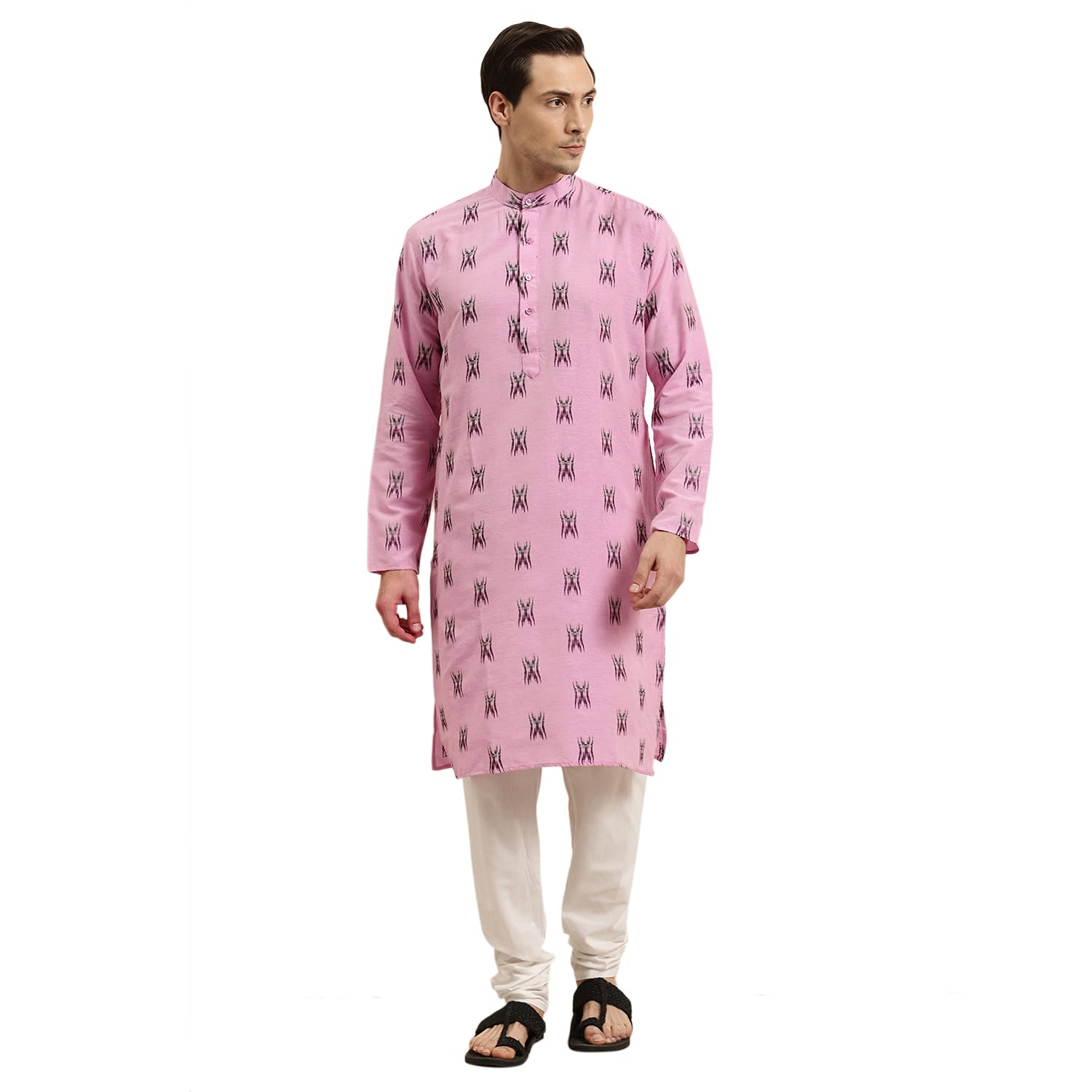 Sojanya (Since 1958 Men'S Cotton Dark Pink & Black Kurta, Size: 38