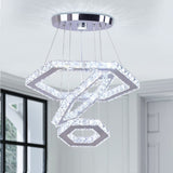 Cainjiazh Modern Crystal Chandeliers Big 3 Rings LED Ceiling Light Adjustable Stainless Steel Pendant Light for Bedroom Living R