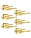 Asidrama 6 Pack Passage Gold Door Handles, Door Lever with Door Knobs Indoor for Bedroom or Bathroom, Heavy Duty Brushed Gold Do